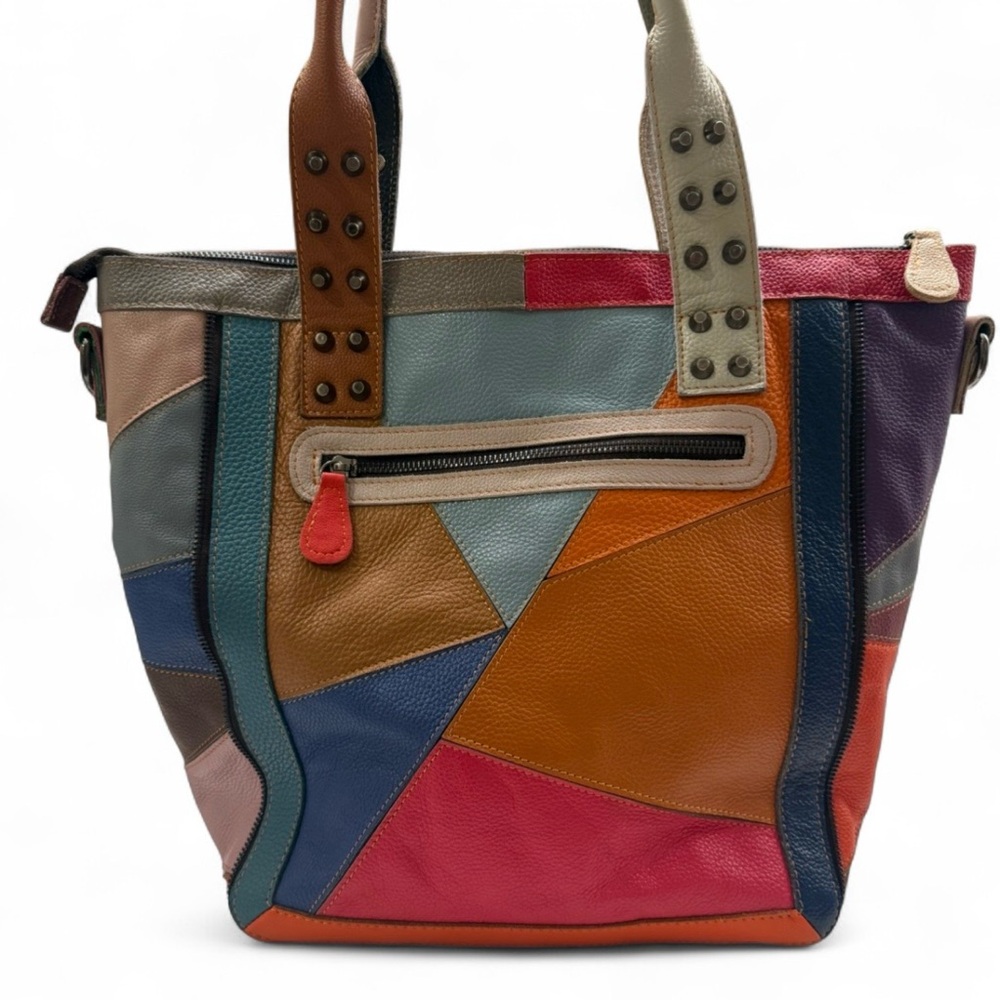 AmeriLeather Genuine Leather Patchwork Studded Sk… - image 5